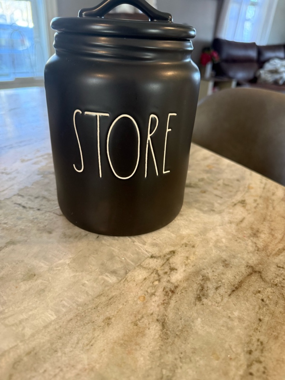 Rae Dunn Matte Black 'STORE' Ceramic Canister with Lid